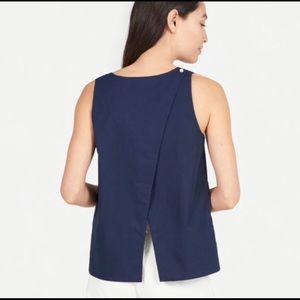 Everlane Navy Cotton Poplin Cutaway Tank